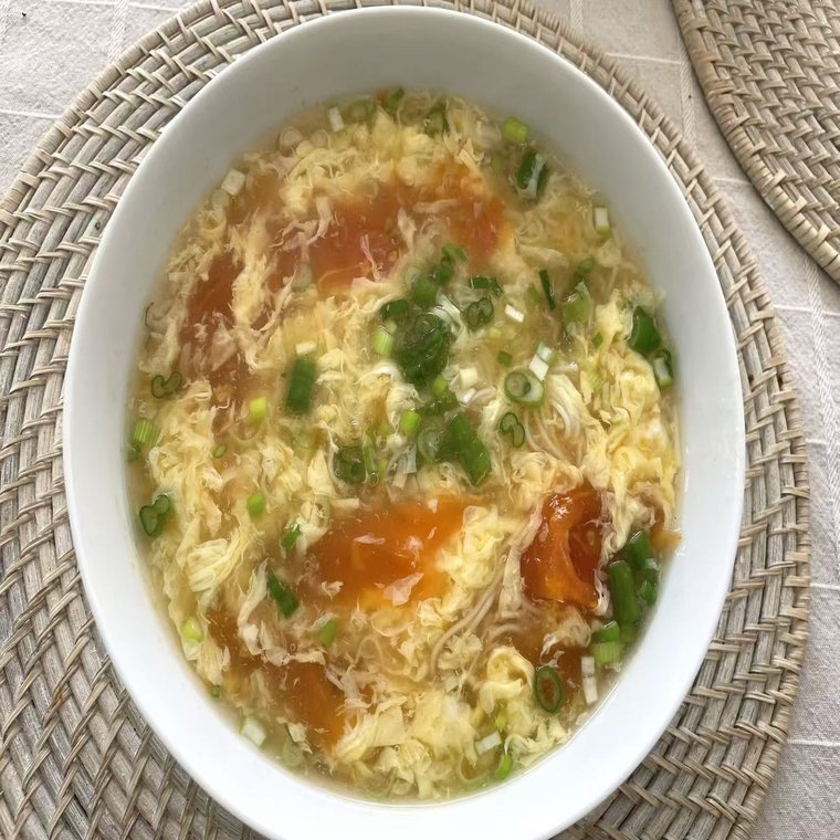 Egg drop and tomato soup